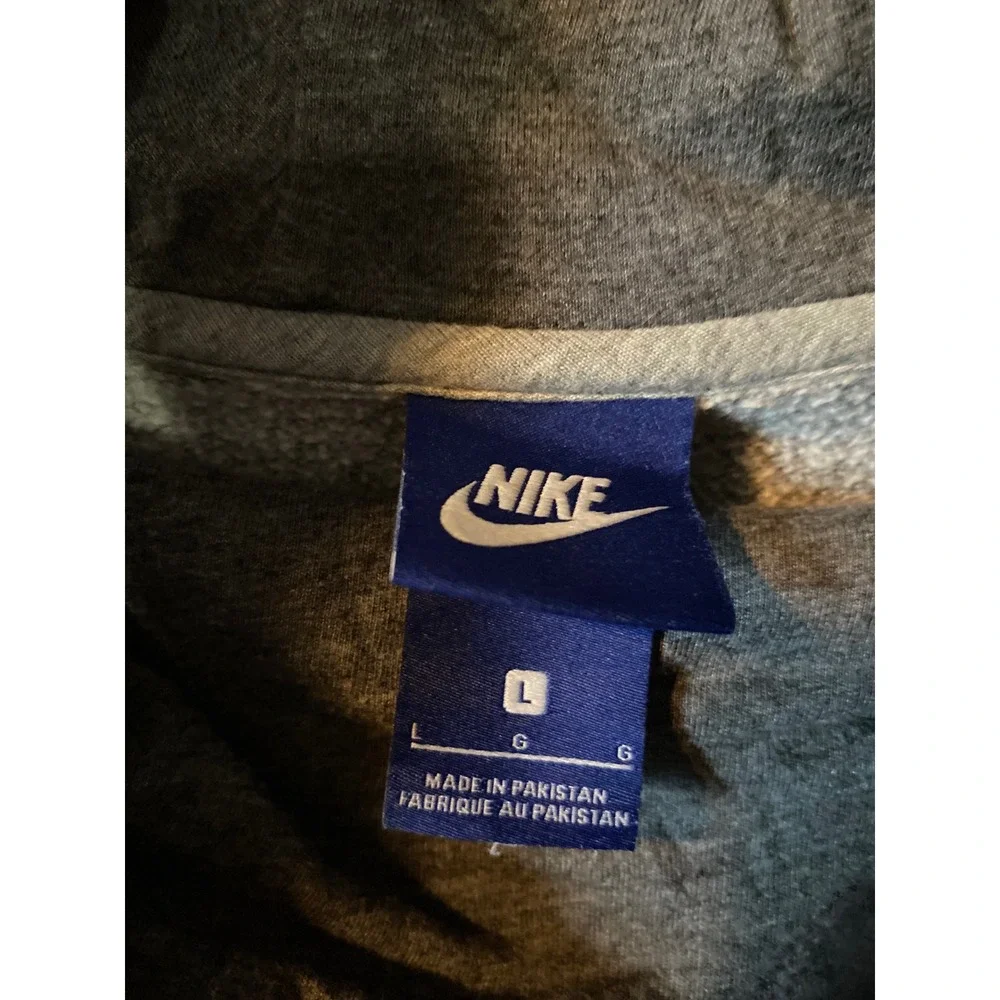 Nike Mens Funnel Neck Hoodie Charcoal Gray Fleece Pullover Sweatshirt Large